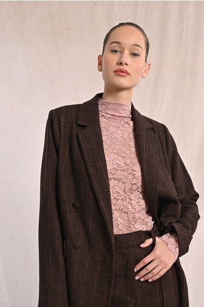 Раирано вълнено сако с двуредно закопчаване MOLLY BRACKEN (SKU) T1322ADH