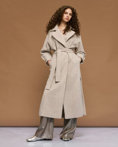 Дълго Дамско Палто с Камъни и Колан - Елегантност и Стил ACCESS FASHION (SKU) 9010