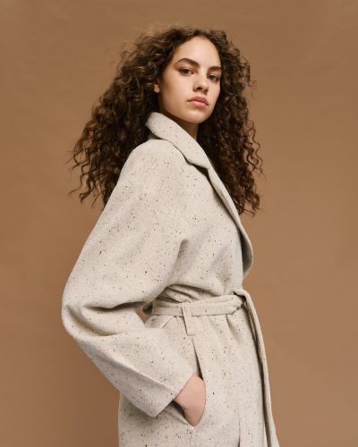 Дълго Дамско Палто с Камъни и Колан - Елегантност и Стил ACCESS FASHION (SKU) 9010