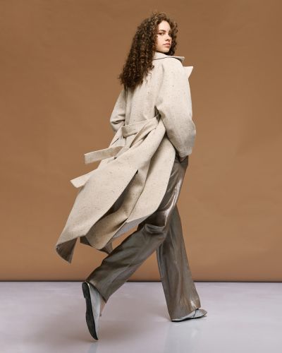 Дълго Дамско Палто с Камъни и Колан - Елегантност и Стил ACCESS FASHION (SKU) 9010