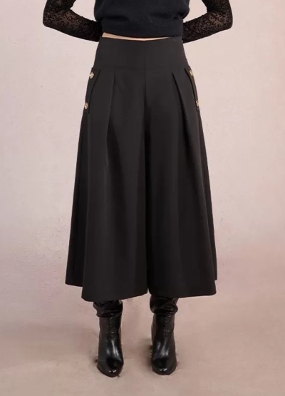 Елегантен Черен Дамски Панталон с Широки Крачоли MOLLY BRACKEN (SKU) P1849DN