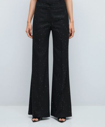 Black Elegant Women's Pants with Sequins ACCESS FASHION (SKU) 5093