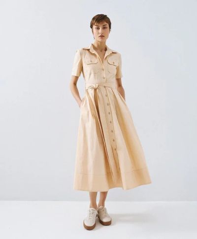 Дамска разкроена рокля-риза миди дължина ACCESS FASHION (SKU)3318 