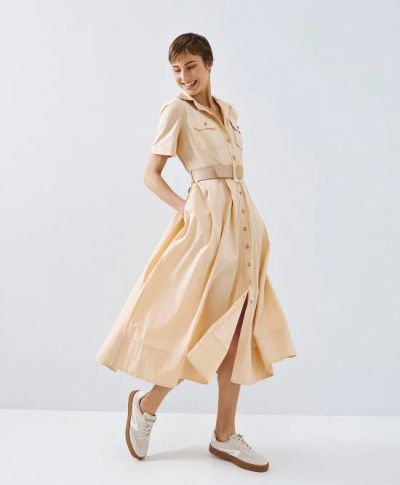 Дамска разкроена рокля-риза миди дължина ACCESS FASHION (SKU)3318 