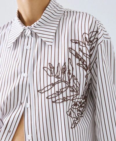 Дамска раирана риза с бродерия ACCESS FASHION (SKU)7034