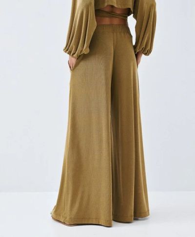 Дамски широк панталон в зелен цвят ACCESS FASHION (SKU)5095