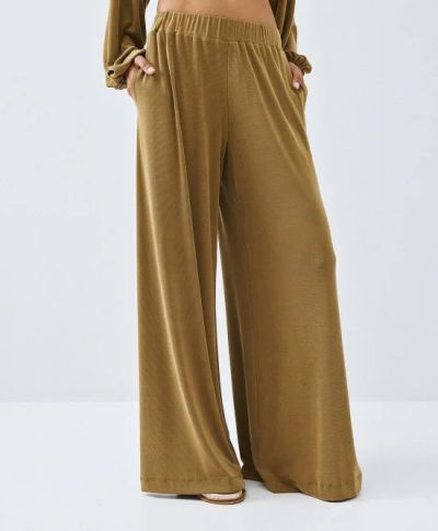 Дамски широк панталон в зелен цвят ACCESS FASHION (SKU)5095