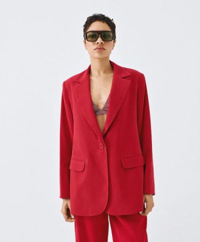 Дамско овърсайз сако в черевен цвят ACCESS FASHION (SKU)1018