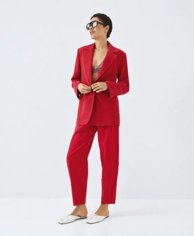 Дамско овърсайз сако в черевен цвят ACCESS FASHION (SKU)1018