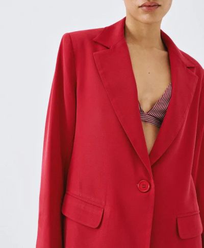 Дамско овърсайз сако в черевен цвят ACCESS FASHION (SKU)1018