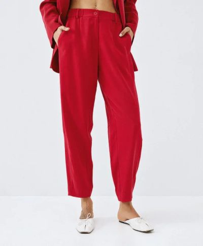 Дамски панталон с еластична талиа в червен цвятACCESS FASHION (SKU)5051