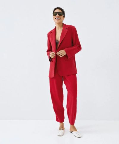 Дамски панталон с еластична талиа в червен цвятACCESS FASHION (SKU)5051