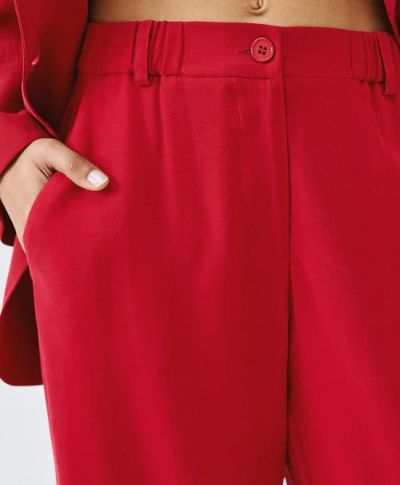 Дамски панталон с еластична талиа в червен цвятACCESS FASHION (SKU)5051