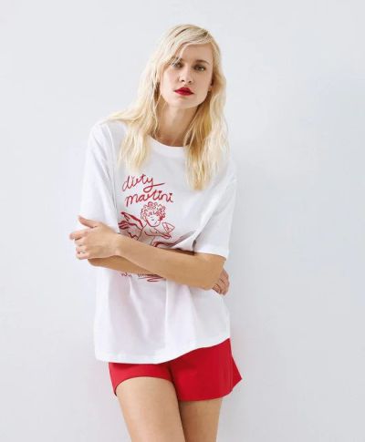 Дамска тениска овърсайз в бял цвят ACCESS FASHION (SKU)2191