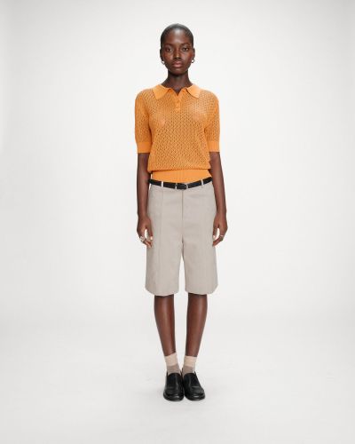 VATHI Блуза: Елегантно фино плетиво с къси ръкави GRACE & MILA (SKU) 17136