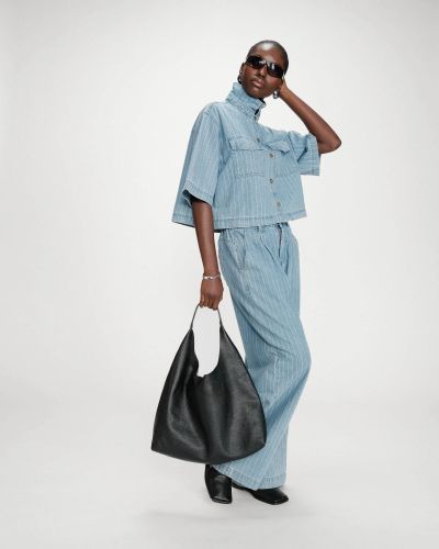 Дамска къса дънкова риза на райета Vita GRACE & MILA (SKU) 17014