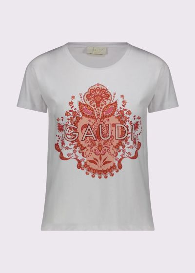 Дамска памучна тениска с принт - стил и комфорт GAUDI (SKU) 611BD64047