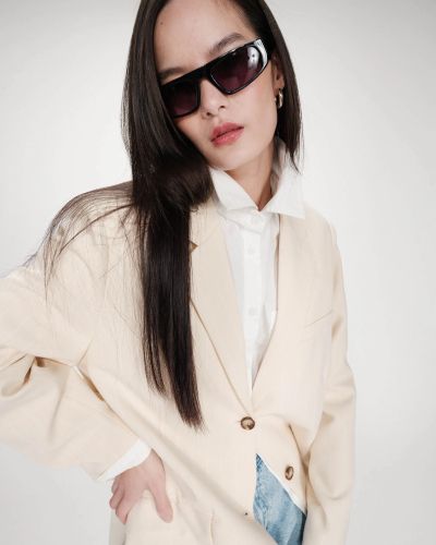 Дамско ванилово раирано сако с две копчета GRACE & MILA (SKU) 11016