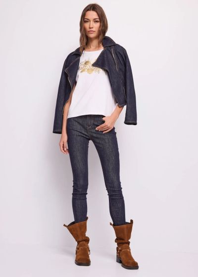 Дамска бяла тениска с принт и лого - комфорт и стил GAUDI (SKU) 611BD64038