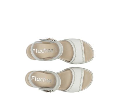 White women's platform sandals - summer style and comfort! FLUCHOS (SKU)2427