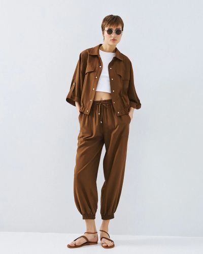 Women's viscose shirt in chocolate color ACCESS FASHION (SKU) 1045