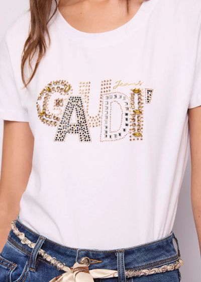 Women's cotton t-shirt with logo inscription - elegance and comfort GAUDI (SKU) 611BD64077