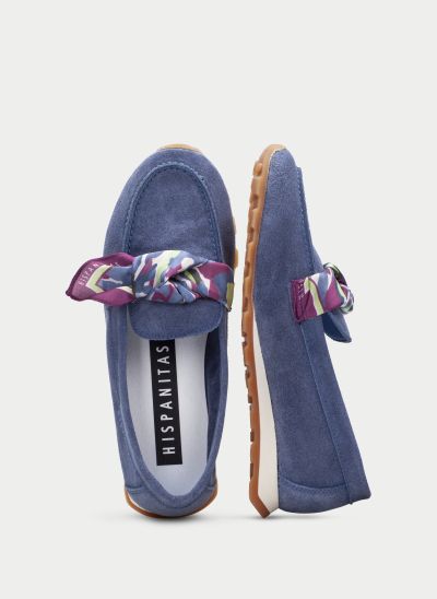 Women's Blue Loafers with Ribbon - Elegant and Comfortable HISPANITAS (SKU)264865