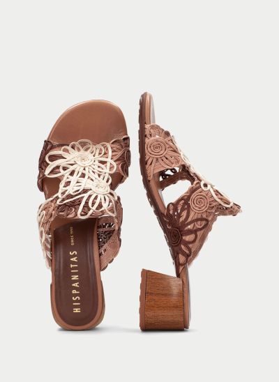 Elegant women's mid-heeled open-toe slippers HISPANITAS (SKU)264841