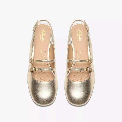 Gold low-heeled sandals - Elegant step! CLARKS (SKU)26185876