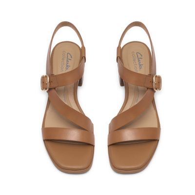 Brown women's mid-heeled sandals - Everyday comfort!!!CLARKS (SKU)26186895