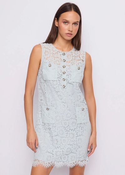 Sky blue dress with floral lace - elegant and stylish GAUDI (SKU) 611FD15011