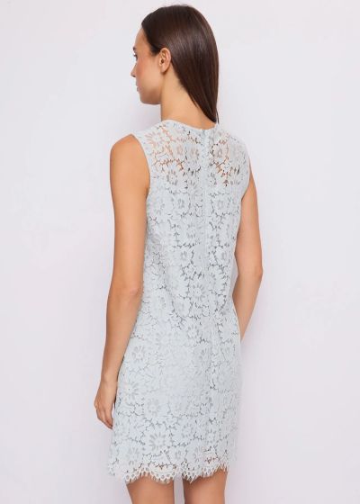 Sky blue dress with floral lace - elegant and stylish GAUDI (SKU) 611FD15011