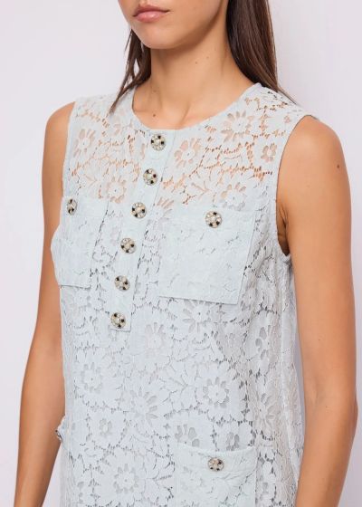 Sky blue dress with floral lace - elegant and stylish GAUDI (SKU) 611FD15011