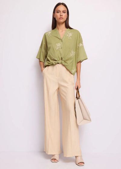 Елегантен дамски панталон с висока талия - семпъл стил и комфорт GAUDI (SKU) 611FD25037