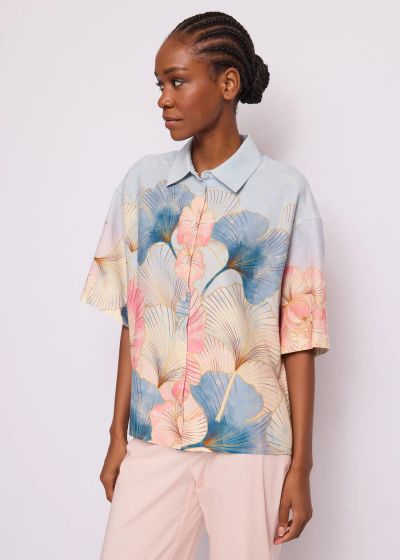 Floral women's short-sleeved shirt - elegant and stylish GAUDI (SKU) 611FD45052