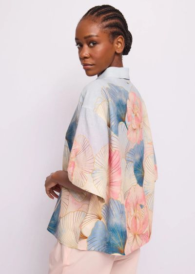 Floral women's short-sleeved shirt - elegant and stylish GAUDI (SKU) 611FD45052