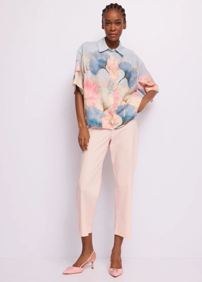 Floral women's short-sleeved shirt - elegant and stylish GAUDI (SKU) 611FD45052