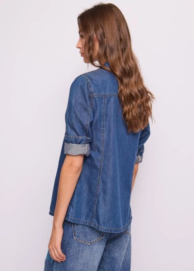Denim shirt with stones - elegant and stylish GAUDI (SKU) 611BD46003