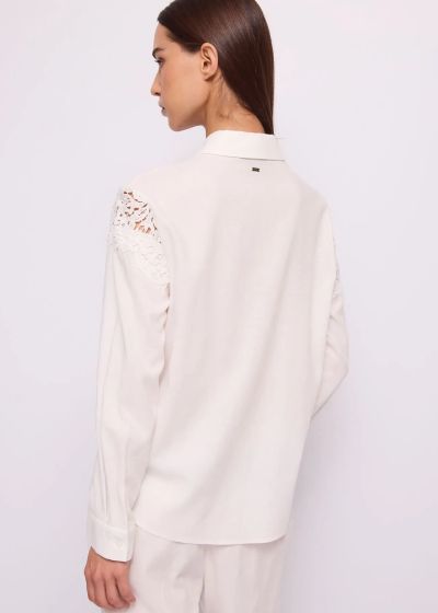 White linen shirt with viscose - elegant and breathable GAUDI (SKU) 611FD45014