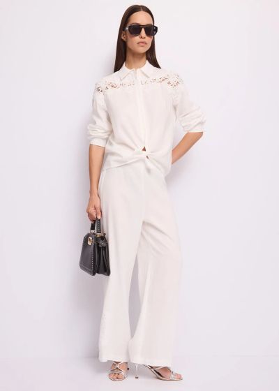 White linen shirt with viscose - elegant and breathable GAUDI (SKU) 611FD45014