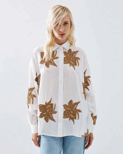 White shirt with embroidery - elegant freedom & color accent ACCESS FASHION (SKU) 8008