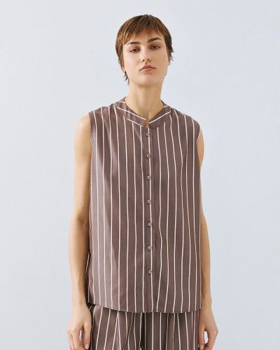 Striped women's sleeveless shirt - elegant and stylish ACCESS FASHION (SKU) 7062