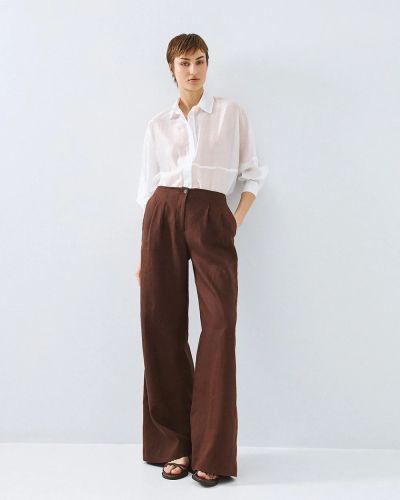 Кафе панталон с широки крачоли - елегантен комфорт ACCESS FASHION (SKU) 5007