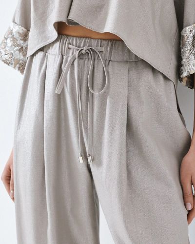 Сребрист елегантен дамски панталон ACCESS FASHION (SKU) 5130