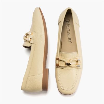 Beige women's low-heeled loafers - elegant and comfortable!PITILLOS (SKU)11140