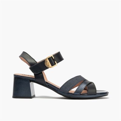Navy blue women's sandals with a medium heel - elegant and comfortable!PITILLOS (SKU)11214