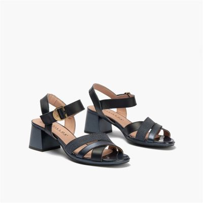 Navy blue women's sandals with a medium heel - elegant and comfortable!PITILLOS (SKU)11214
