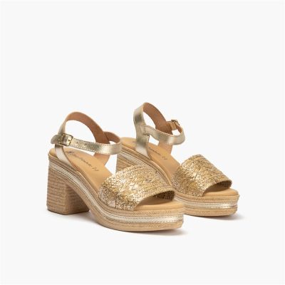 Golden summer heeled sandals - elegance and comfort!PITILLOS (SKU)30210