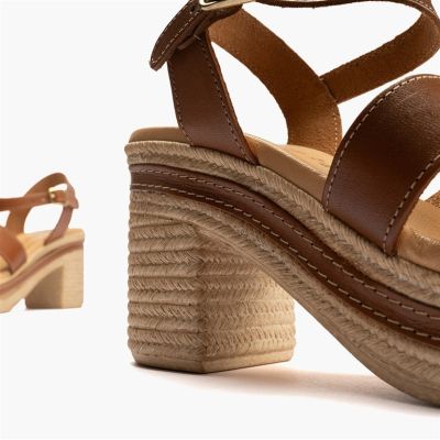 Brown summer heeled sandals - elegant and comfortable!PITILLOS (SKU)30211