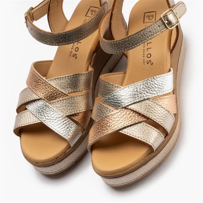 Women's golden platform sandal PITILLOS (SKU)11281